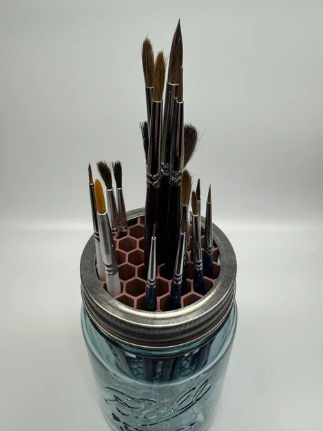 Miếng lót lưới tổ ong đựng cọ vẽ cho hũ Mason Jar - Image 2