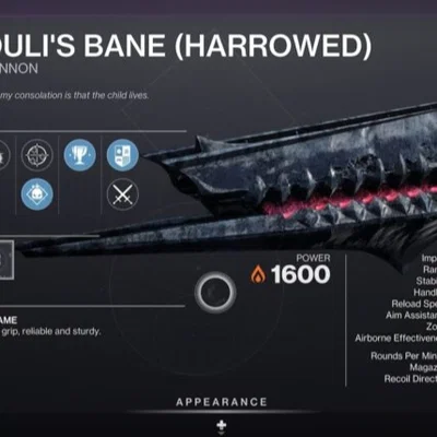 Mô hình 3D súng Zaouli's Bane từ game Destiny 2 đầy ấn tượng
