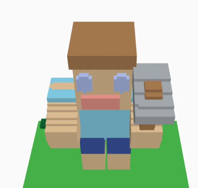 Mô hình 3D Minecraft Steve cầm búa trang trí độc đáo - Image 1