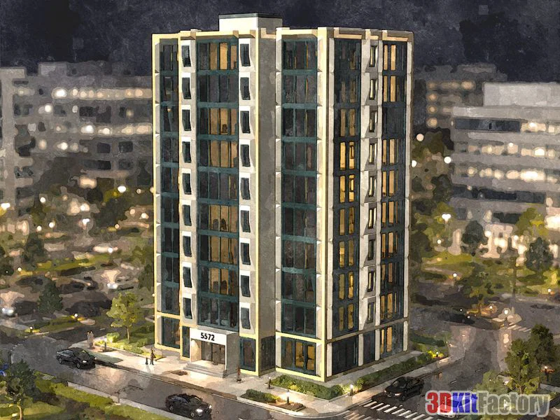 Mô hình tòa nhà 10 tầng hiện đại cho sa bàn tỷ lệ N - Image 1