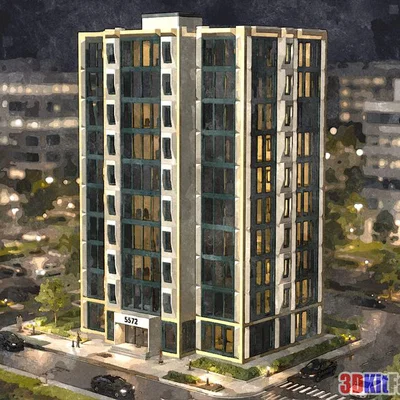 Mô hình tòa nhà 10 tầng hiện đại cho sa bàn tỷ lệ N