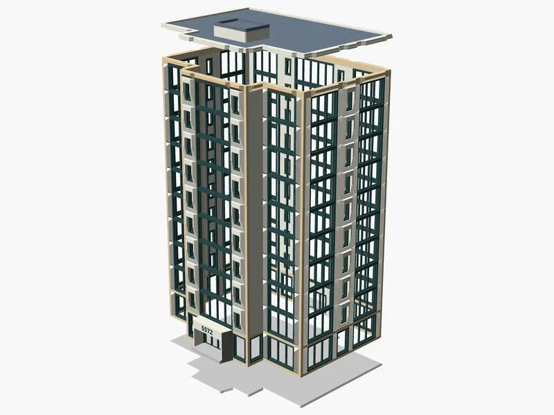 Mô hình tòa nhà 10 tầng hiện đại cho sa bàn tỷ lệ N - Image 5