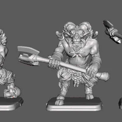 Mô hình Beast Men chiến binh cho Warhammer và HeroQuest in 3D