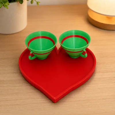 Two Cups, One Heart – Bộ khay trái tim lãng mạn in 3D