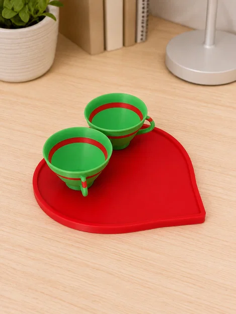 Two Cups, One Heart – Bộ khay trái tim lãng mạn in 3D - Image 2
