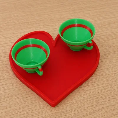 Two Cups, One Heart – Bộ khay trái tim lãng mạn in 3D