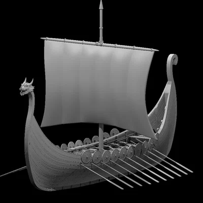 Mô hình thuyền chiến Viking cho bàn cờ TTRPG