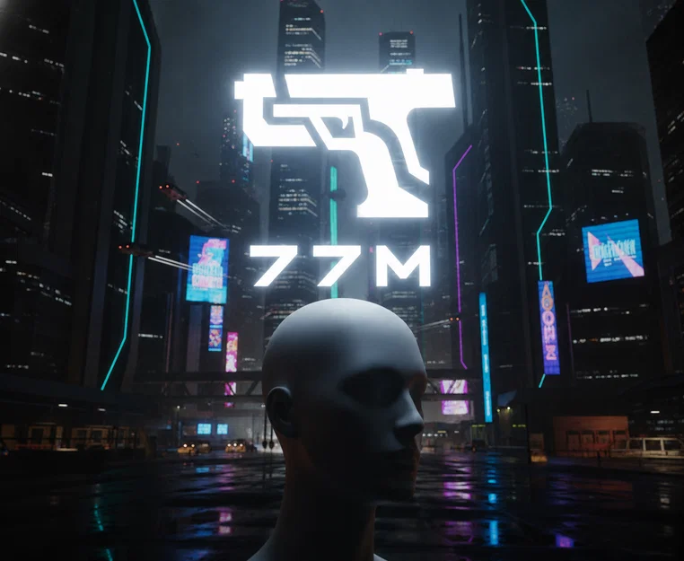Mô hình 3D biểu tượng súng Cyberpunk 2077 trang trí treo tường - Image 2