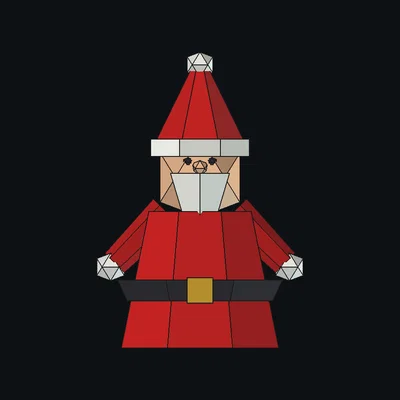 Mô hình ông già Noel (Santa) phong cách Low Poly trang trí Giáng sinh