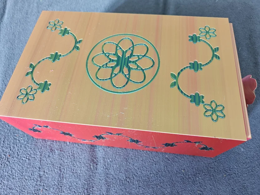 Hộp Đựng Trang Sức Hình Hoa Hồng — Tủ Ngăn Kéo Có Họa Tiết Hoa Văn (In 2 Màu) - Image 3