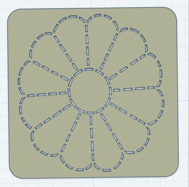 Khuôn Mẫu Thêu Sashiko Hoa Cúc Chrysanthemum 125 (125x125mm) - Image 1