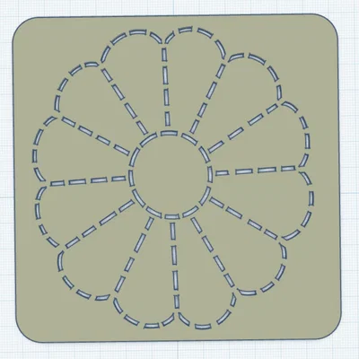 Khuôn Mẫu Thêu Sashiko Hoa Cúc Chrysanthemum 125 (125x125mm)