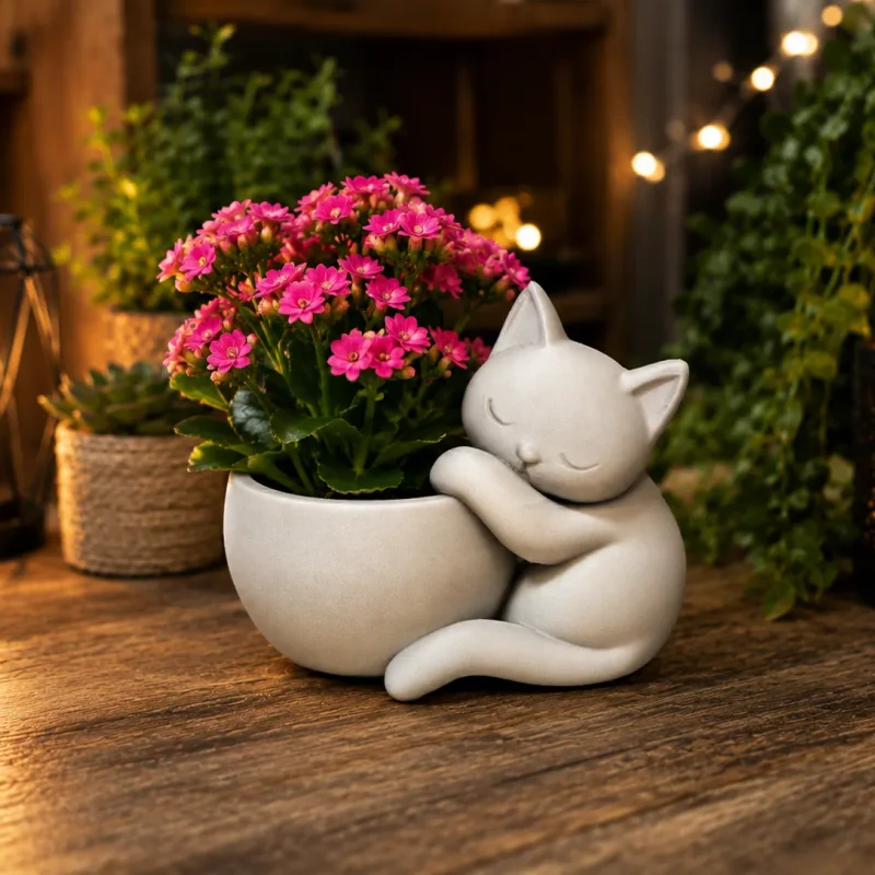 Chậu cây Mèo ngủ - Chậu hoa hình mèo dễ thương