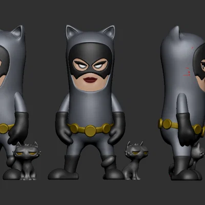 Mô hình Mini Catwoman phong cách Chibi siêu đáng yêu cho tín đồ in 3D