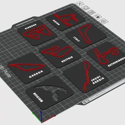 Bộ sưu tập 24 đường đua F1 | Mô hình in 3D treo tường mini