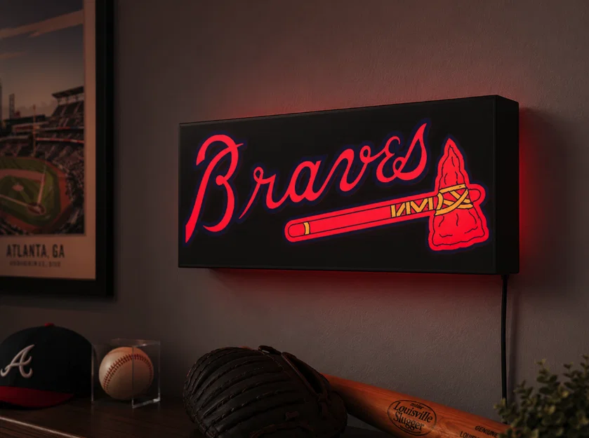 Hộp Đèn LED Atlanta Braves | Mô Hình In 3D 3MF Nhiều Màu - Image 1