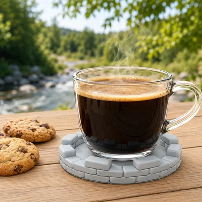 Castle Cup Coaster: Đế lót ly 3D phong cách lâu đài trung cổ