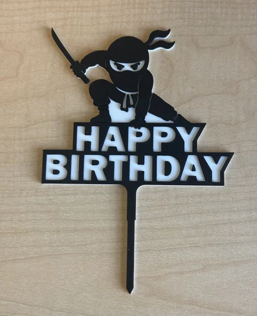 Mô hình trang trí bánh kem Ninja Happy Birthday in 3D độc đáo - Image 1
