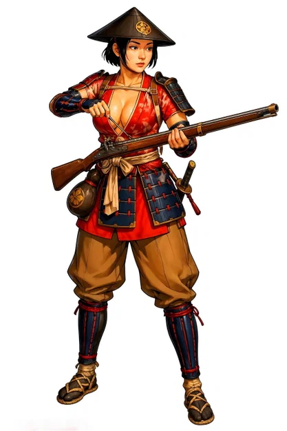 Mô hình nữ chiến binh Ashigaru 1580: Bản in 3D sắc nét - Image 1