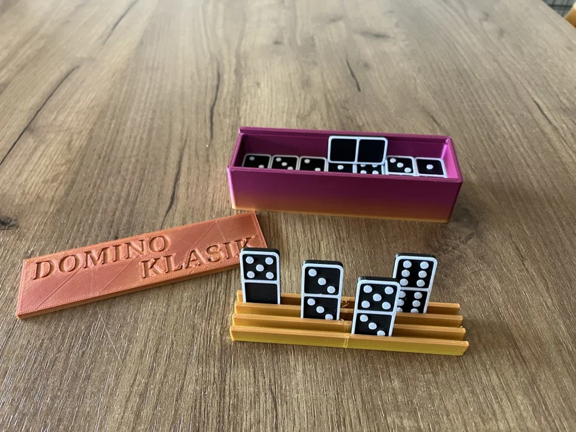 Bộ hộp đựng và giá đỡ quân cờ Domino in 3D siêu gọn - Image 1
