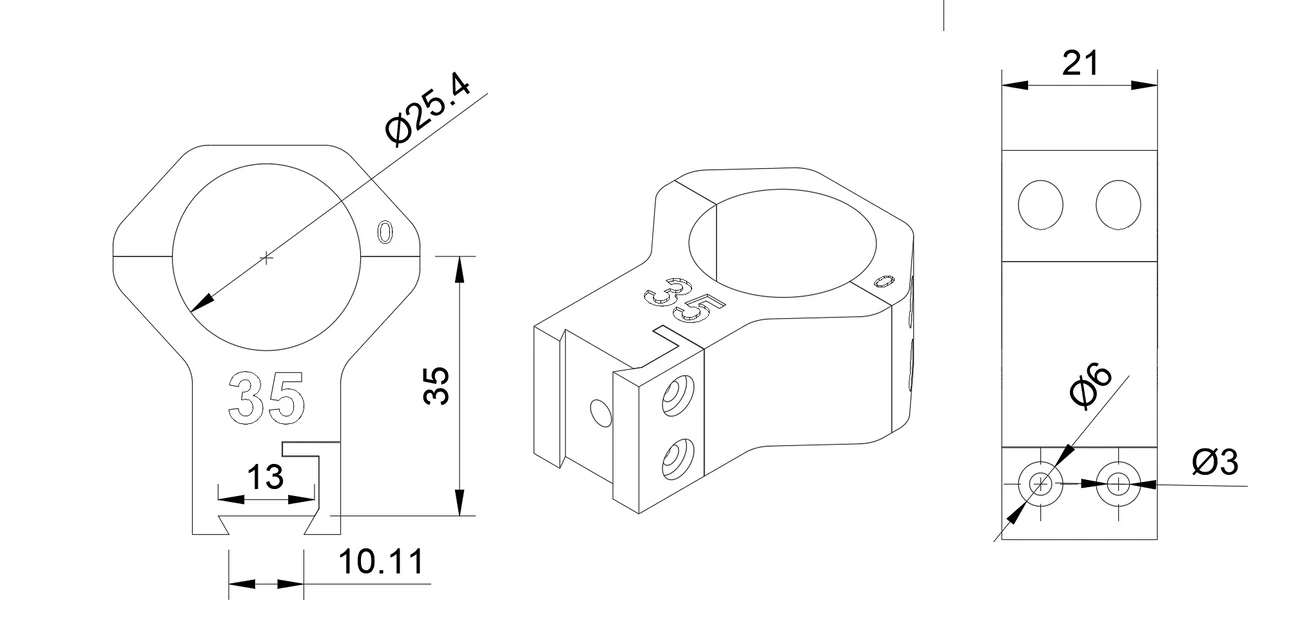Ngàm gắn ống ngắm cho ray Dovetail 11mm (Ống 1 inch/25.4mm) - Image 5