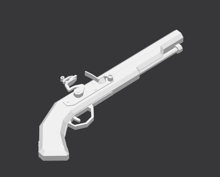 Mô hình súng cổ điển Low Poly Flintlock Pistol (File in 3D) - Image 1
