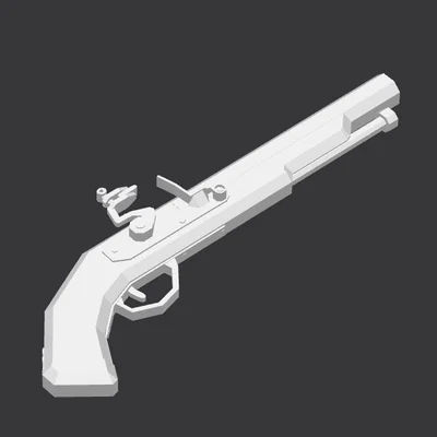 Mô hình súng cổ điển Low Poly Flintlock Pistol (File in 3D)