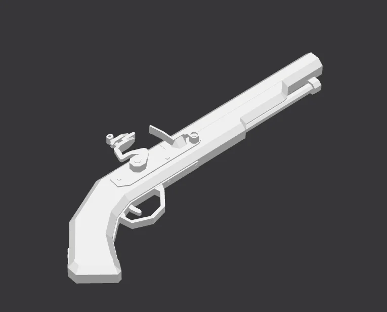 Mô hình súng cổ điển Low Poly Flintlock Pistol (File in 3D)