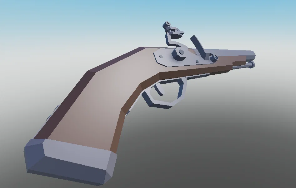 Mô hình súng cổ điển Low Poly Flintlock Pistol (File in 3D) - Image 2
