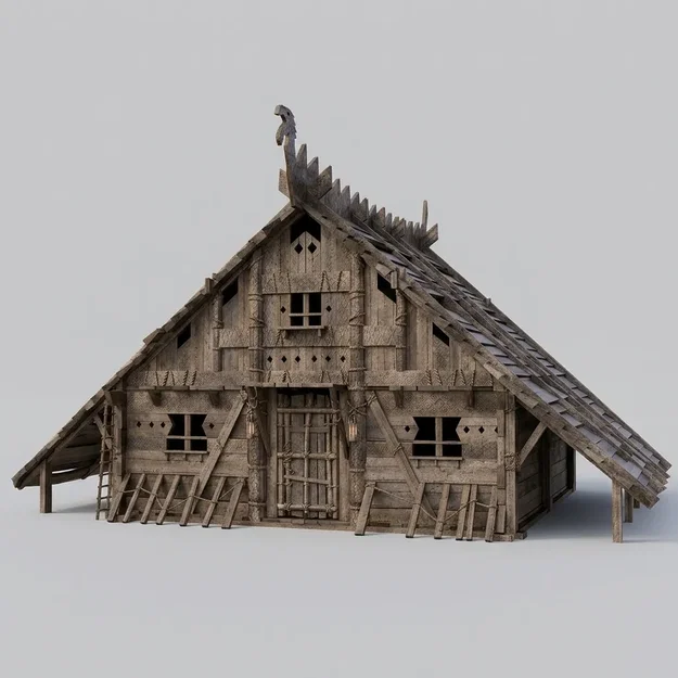 Mô hình túp lều Viking (Viking Cabin) in 3D siêu chi tiết cho sa bàn - Image 1