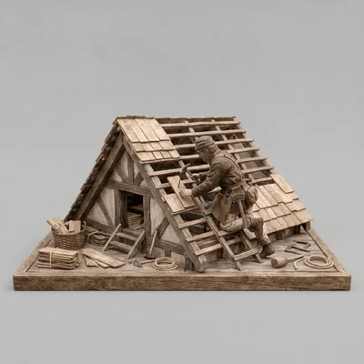 Mô hình 3D thợ lợp mái nhà thời Trung Cổ (Medieval Roofer)