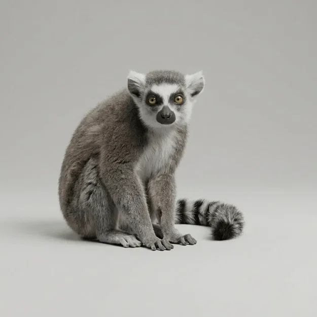 Mô hình 3D Vượn Cáo đuôi khoang (Ring-Tailed Lemur) trang trí đẹp mắt - Image 1