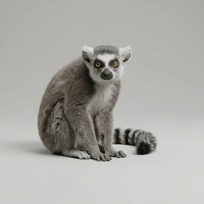 Mô hình 3D Vượn Cáo đuôi khoang (Ring-Tailed Lemur) trang trí đẹp mắt