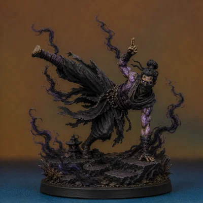 Mô hình 3D Black Monk Ninja cho D&D cực chất và chi tiết