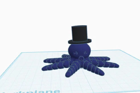 Mô hình chú bạch tuộc đội mũ quý ông (Octopus with top hat) 3D in - Image 1