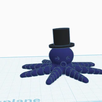 Mô hình chú bạch tuộc đội mũ quý ông (Octopus with top hat) 3D in