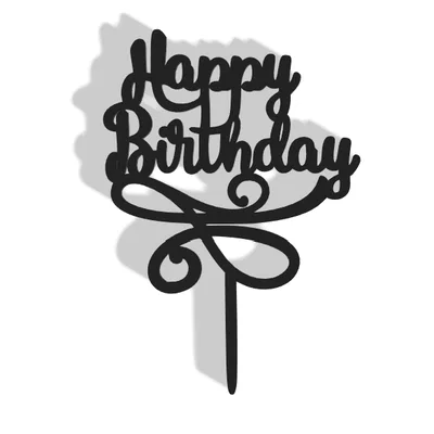 Bảng tên trang trí bánh kem Happy Birthday in 3D độc đáo