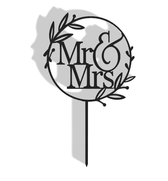 Mẫu trang trí bánh cưới Mr & Mrs - Phụ kiện in 3D sang trọng - Image 1