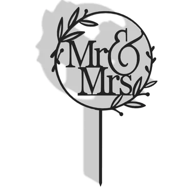 Mẫu trang trí bánh cưới Mr & Mrs - Phụ kiện in 3D sang trọng