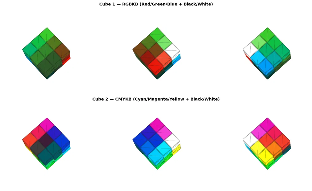 Mô hình khối lập phương test màu CMYK và RGBW cho máy in 3D - Image 1