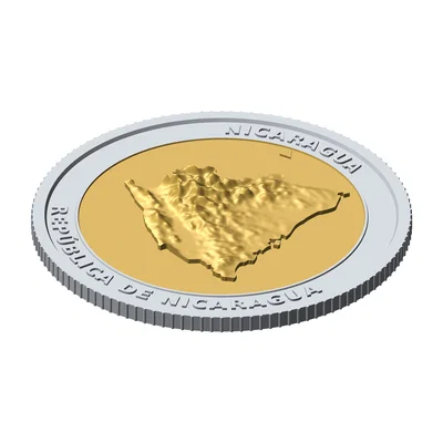 Đồng xu địa hình 3D Nicaragua 85 mm – Token sưu tầm chạm nổi