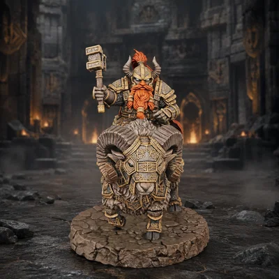 Vhorlath Realms – Tộc Lùn – Ironhorn Ramthane (Mô hình 3D Dark Fantasy STL)