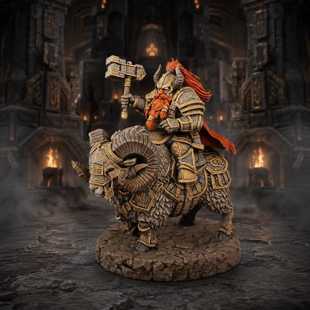 Vhorlath Realms – Tộc Lùn – Ironhorn Ramthane (Mô hình 3D Dark Fantasy STL) - Image 2