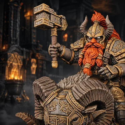 Vhorlath Realms – Tộc Lùn – Ironhorn Ramthane (Mô hình 3D Dark Fantasy STL)