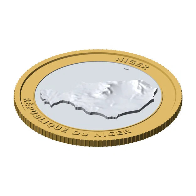 Đồng Xu Địa Hình 3D Niger 85 mm – Mô Hình Sưu Tầm Phù Điêu - Image 1