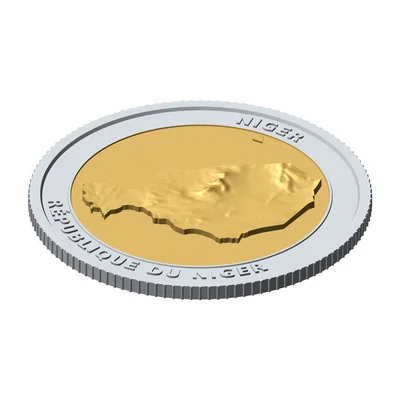 Đồng Xu Địa Hình 3D Niger 85 mm – Mô Hình Sưu Tầm Phù Điêu