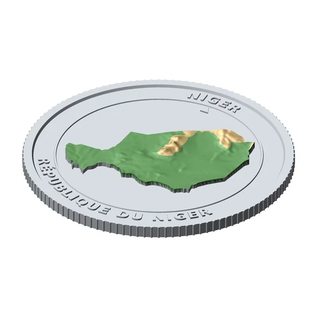 Đồng Xu Địa Hình 3D Niger 85 mm – Mô Hình Sưu Tầm Phù Điêu - Image 5