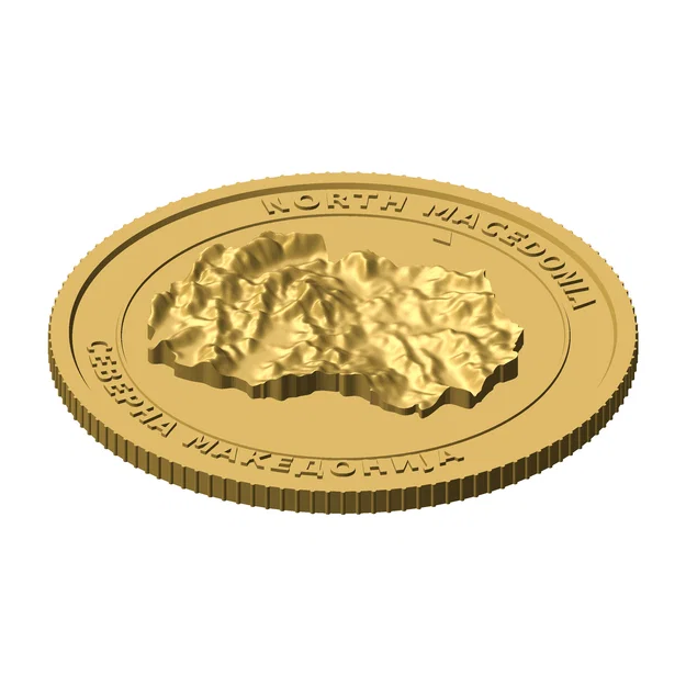 Đồng xu phù điêu địa hình 3D Bắc Macedonia 85 mm – Quà tặng sưu tầm - Image 1