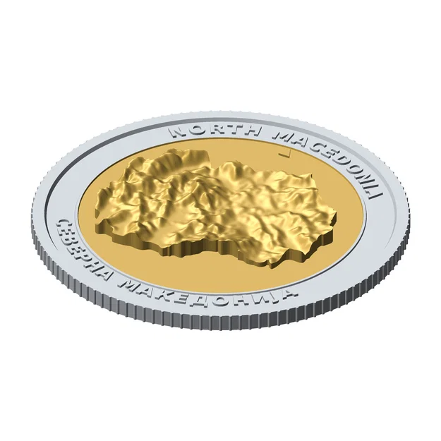 Đồng xu phù điêu địa hình 3D Bắc Macedonia 85 mm – Quà tặng sưu tầm - Image 2