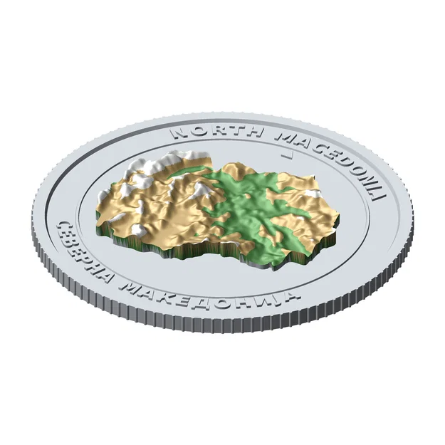 Đồng xu phù điêu địa hình 3D Bắc Macedonia 85 mm – Quà tặng sưu tầm - Image 4